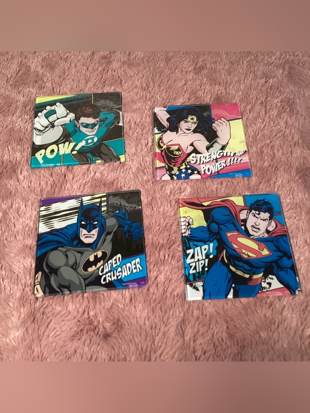 DC Comics Superhero Coasters - Batman, Superman, Wonder Woman, Green Lantern